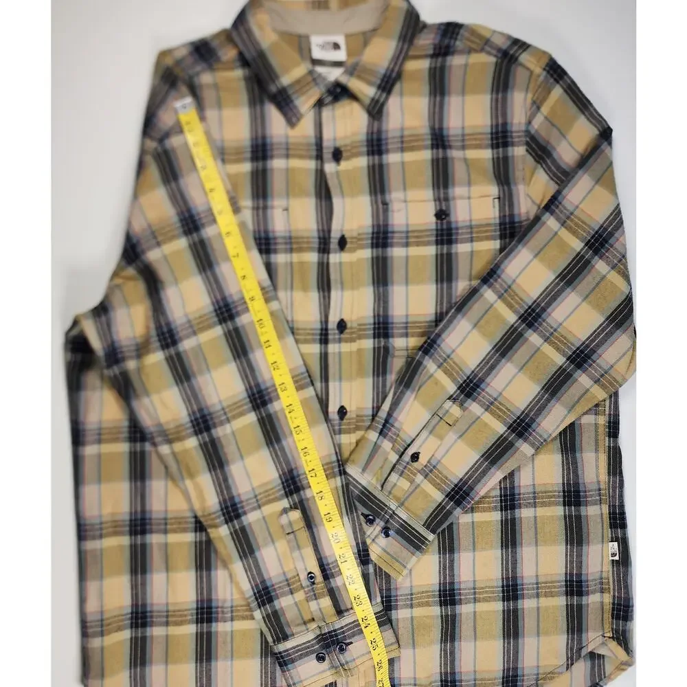 The‎ North Face Plaid Flannel Button Down Shirt Men XL Yellow Outdoor